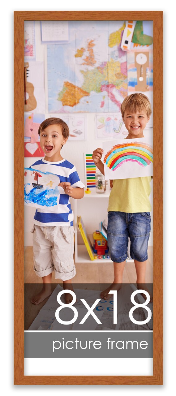 Panoramic Slim Profile Brown Picture Frame - UV Acrylic, Foam Board Backing, Hanging Hardware